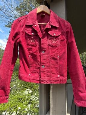 7 For All Mankind Red Corduroy Jean Jacket